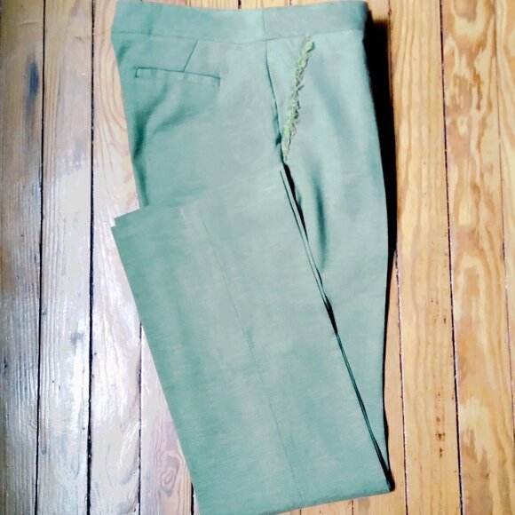 Etcetera Forest Green Straight Leg Trousers Distressed Pocket Border Detail Sz 8 - Picture 9 of 9